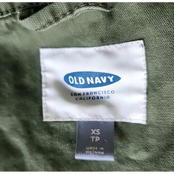 Old Navy Hip-Length Army Olive Green‎ Cotton Twill Jacket Drawstring Waist XS - Picture 2 of 12